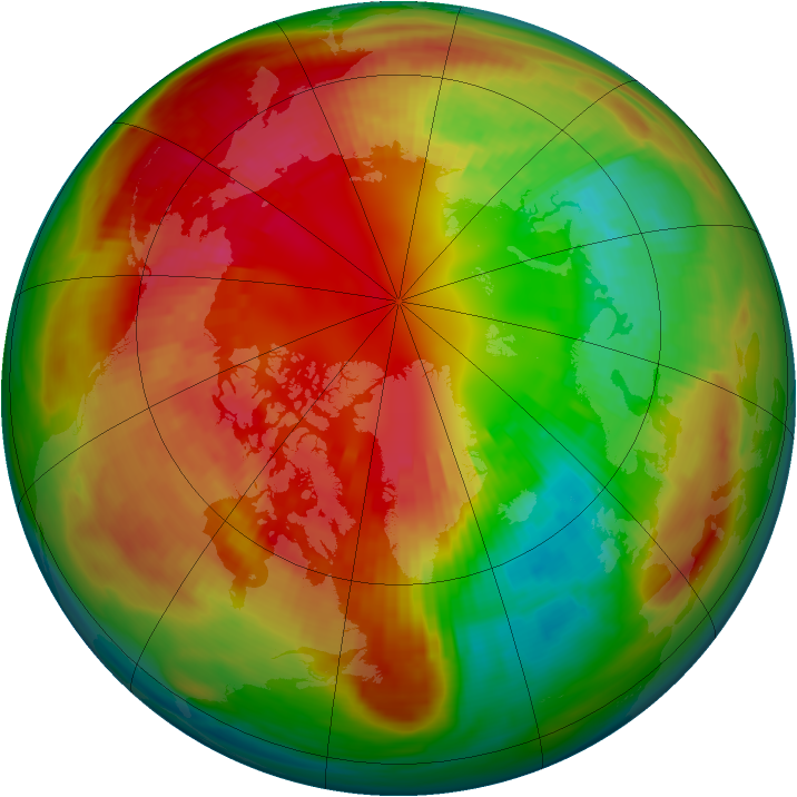 Arctic ozone map for 23 February 1984
